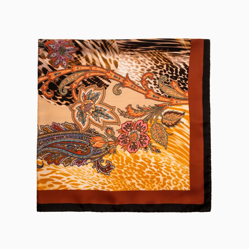 Seidentuch Braun mit Paisley-Motiv