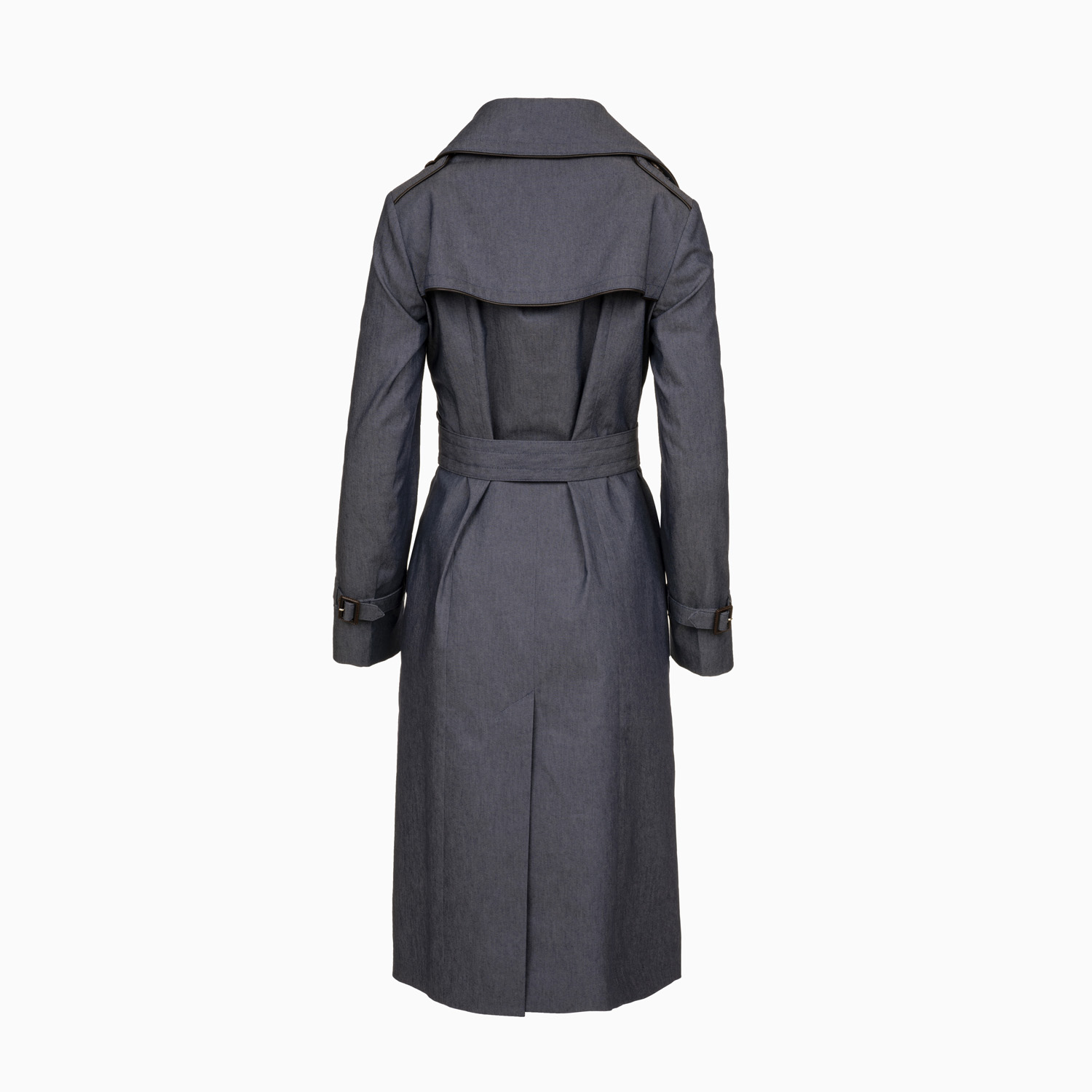 Doppelreihiger Trenchcoat Denim mit Paspeln