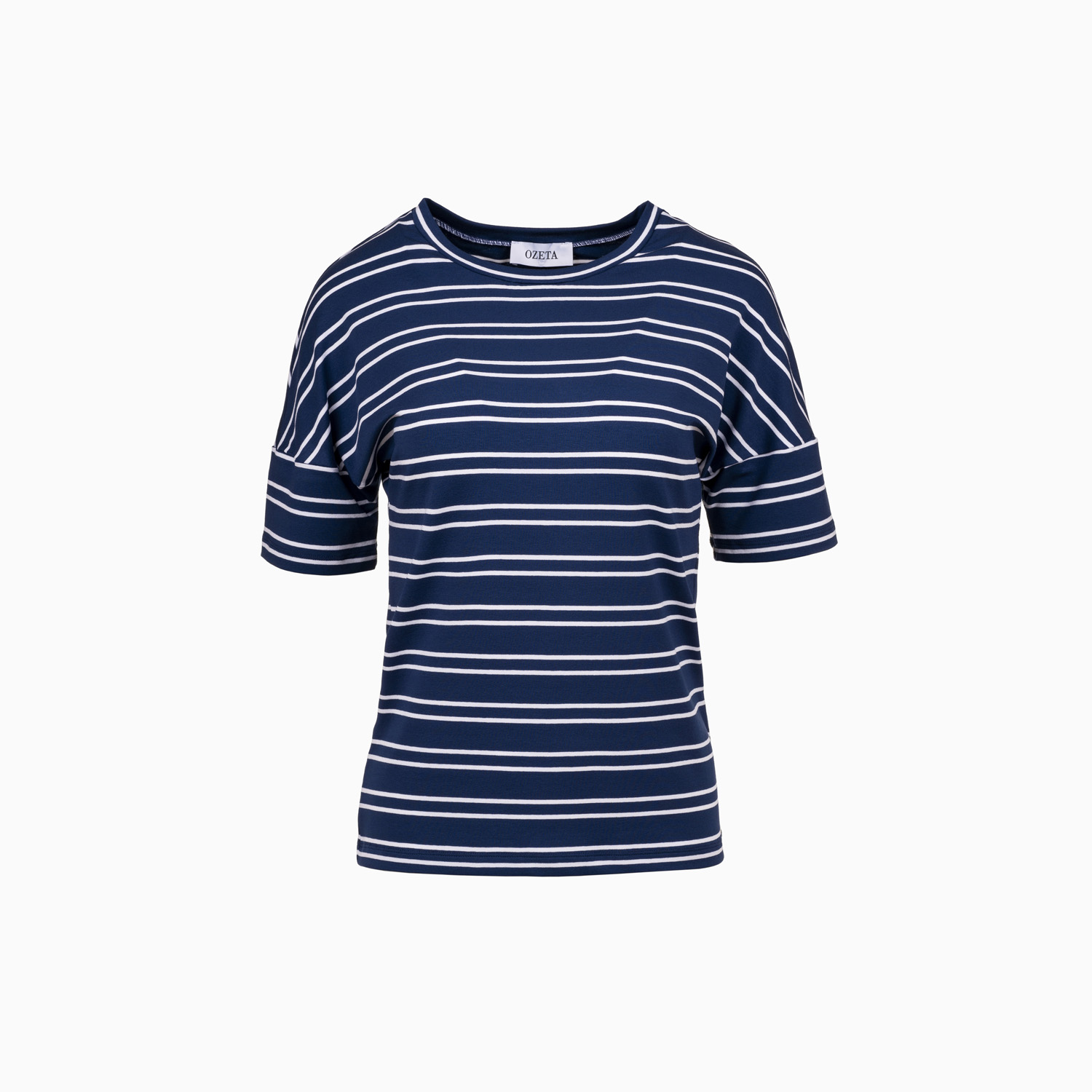 T-Shirt Blau-Weiß gestreift mit U-Boot-Ausschnitt