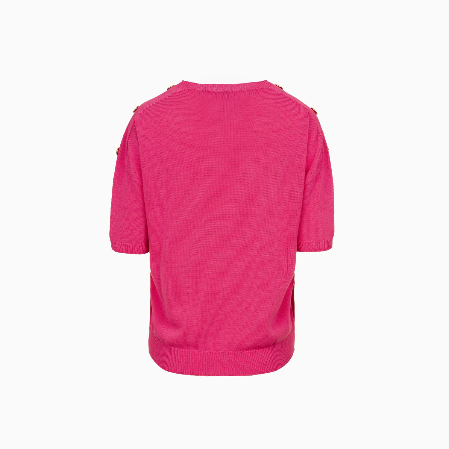 Pullover Pink mit kurzen Armen und goldenen Zierknöpfen