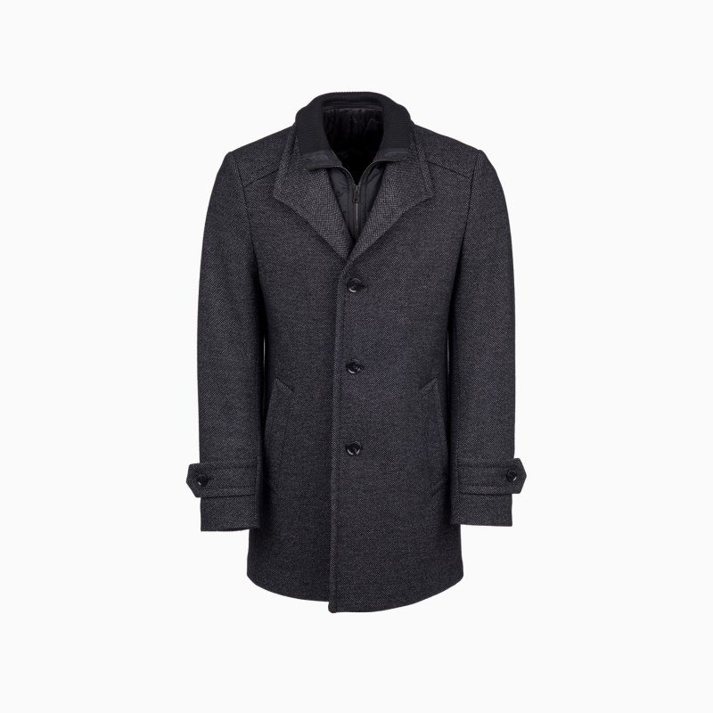 Einreihiger Mantel mit Weste in grau - Normal Fit