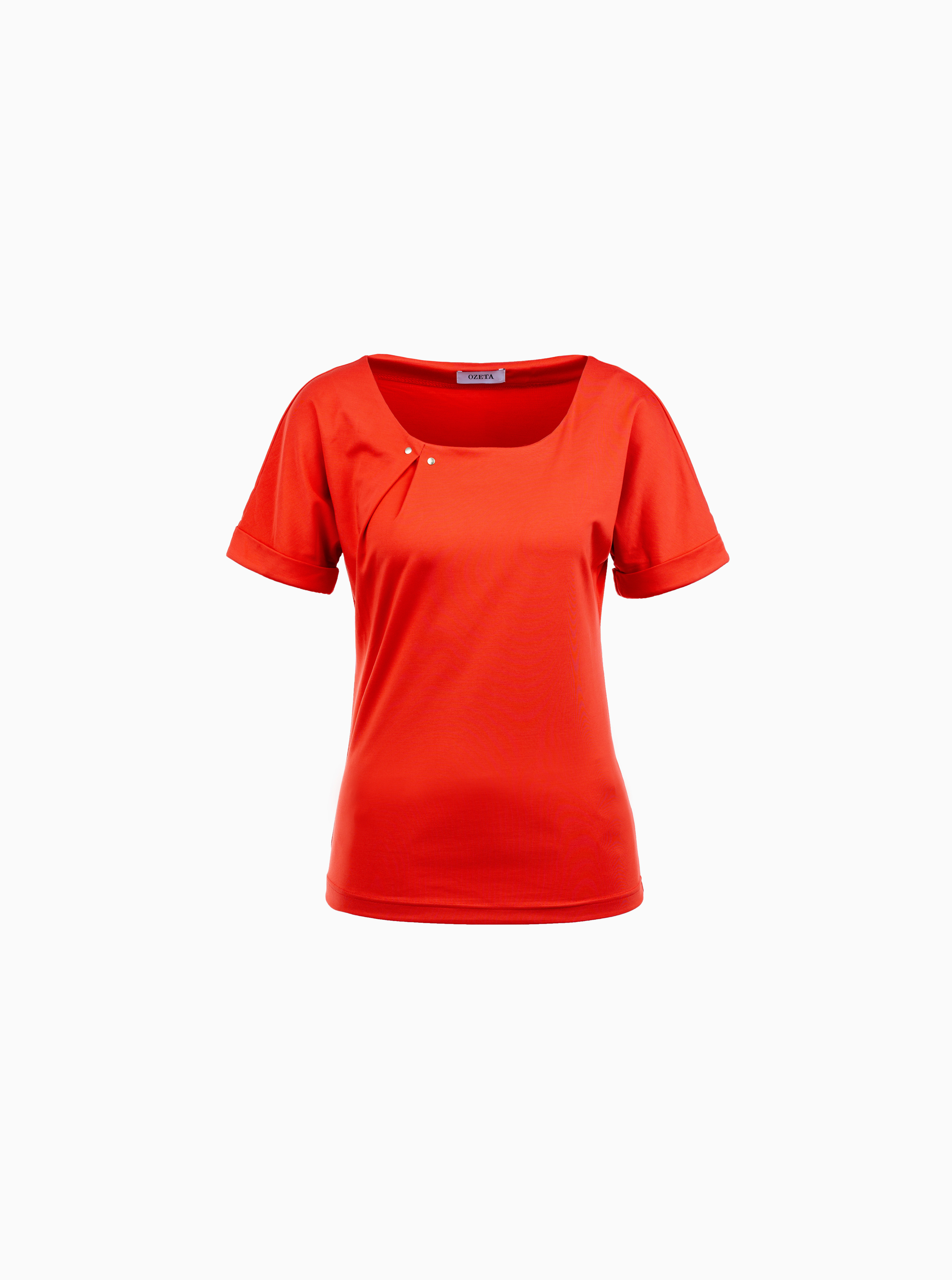 T-Shirt Orange mit Goldnieten-Detail