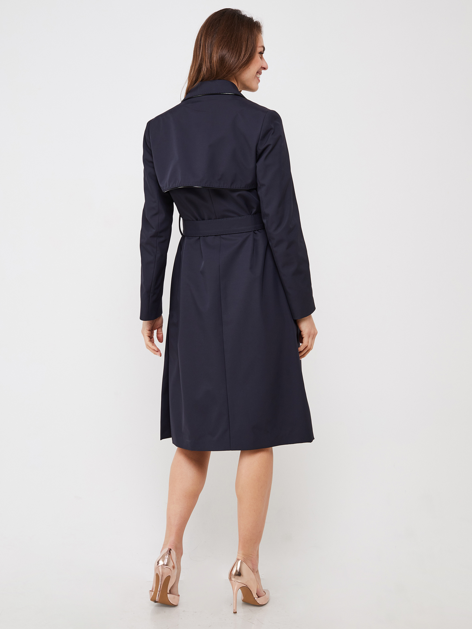 Doppelreihiger Trenchcoat Navy mit Paspeln