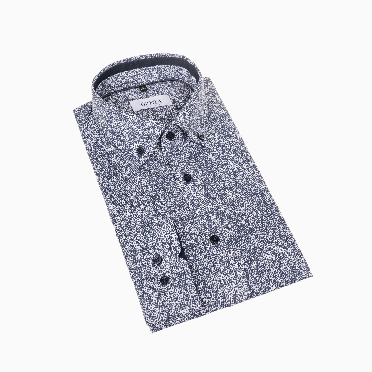 Freizeit Hemd Blau mit floralem Print - Slim Fit