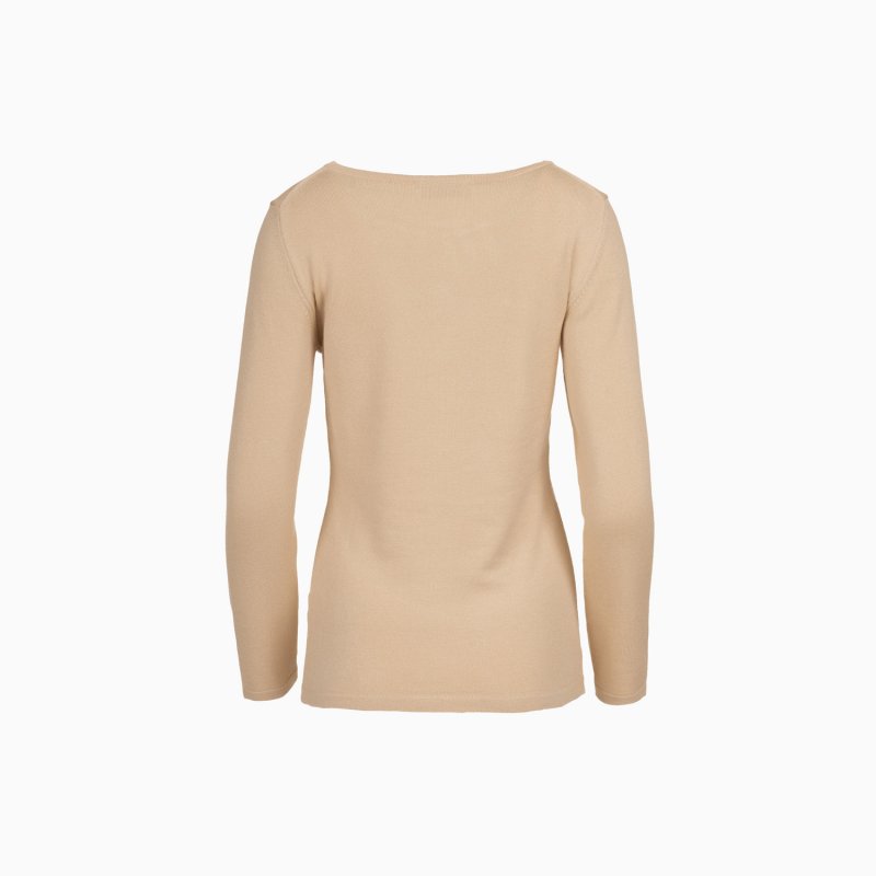 Pullover Beige mit Rundhalsausschnitt