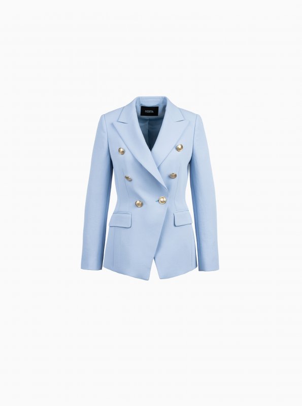 Doppelreihiger Blazer Hellblau mit silbernen Knöpfen - MIX & MATCH