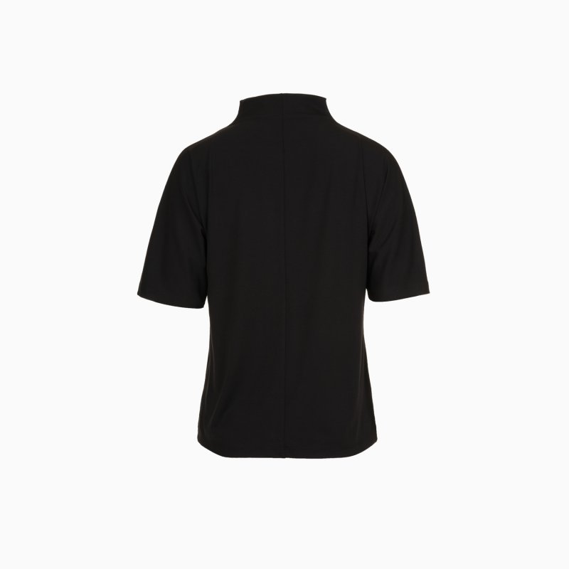 T-Shirt Schwarz mit Stehkragen