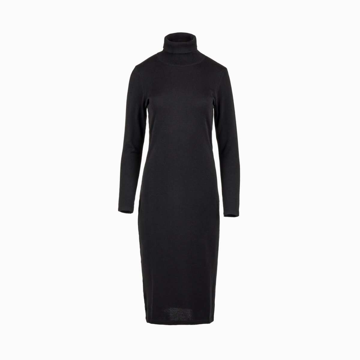 Midi-Strickkleid Schwarz mit Rollkragen