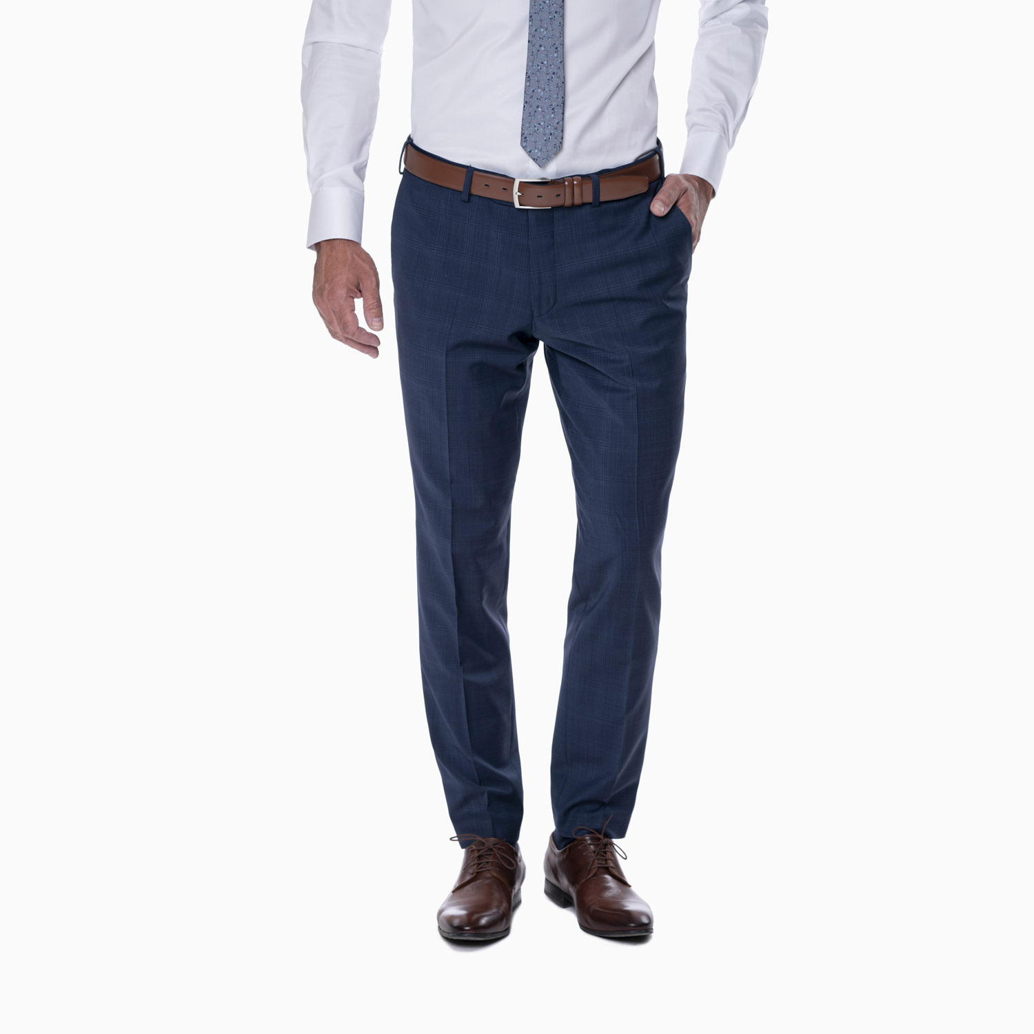 Anzughose Blau mit Karo-Muster -  Slim Fit - MIX & MATCH