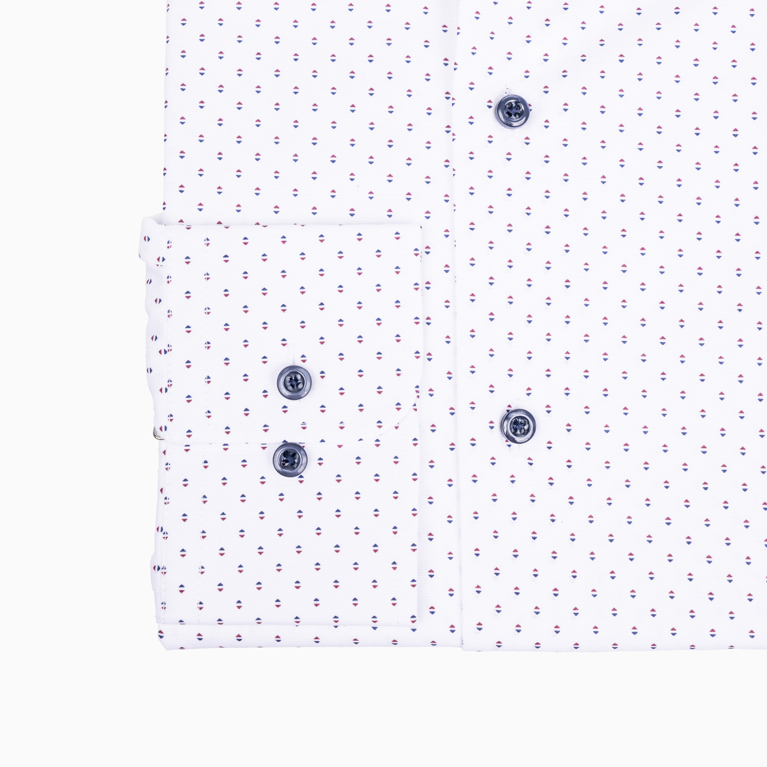 Business Hemd Weiß mit geometrischem Print - Verlängerte Ärmel- Slim Fit