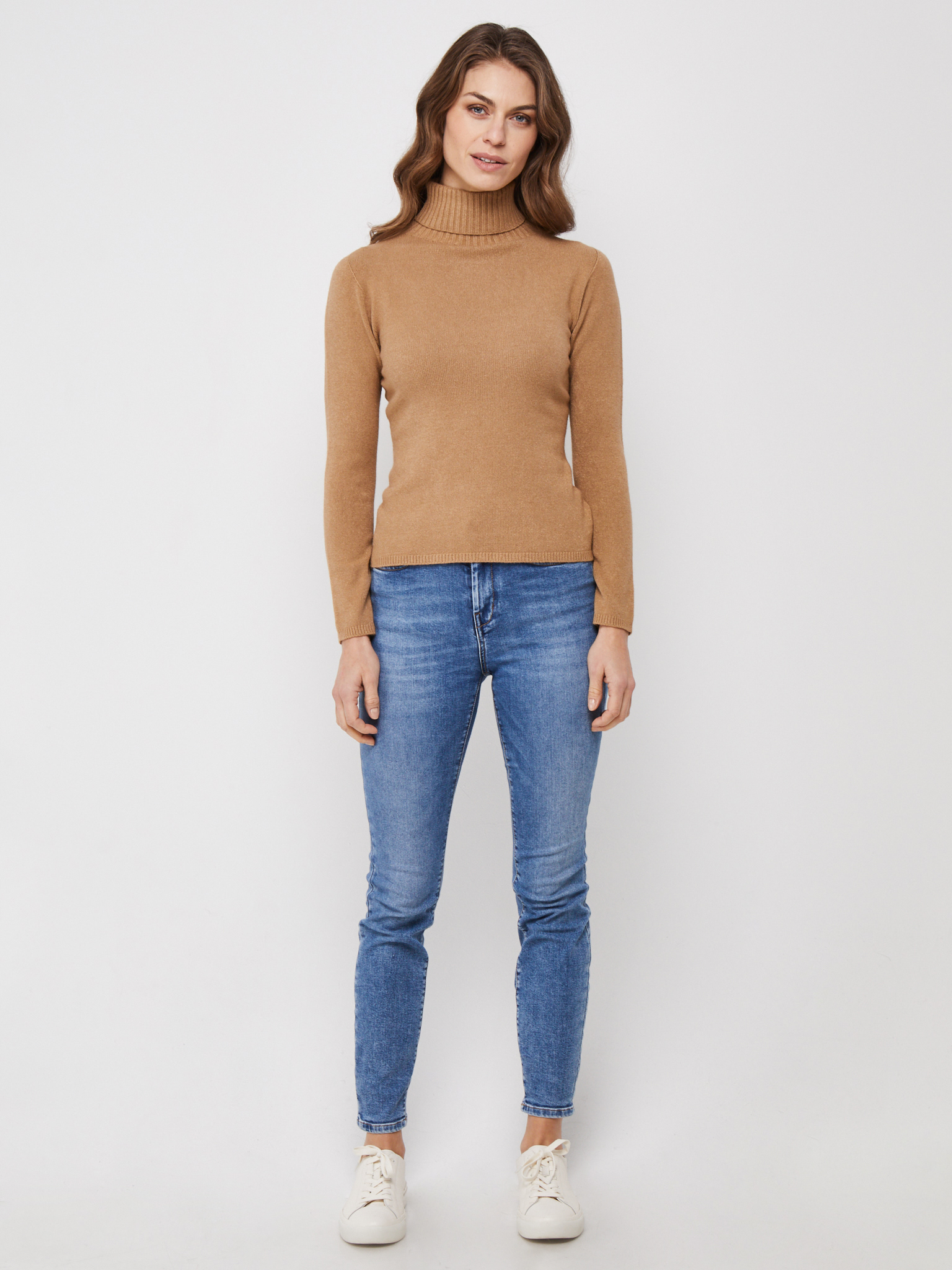 Rollkragenpullover Camel aus Angorawolle