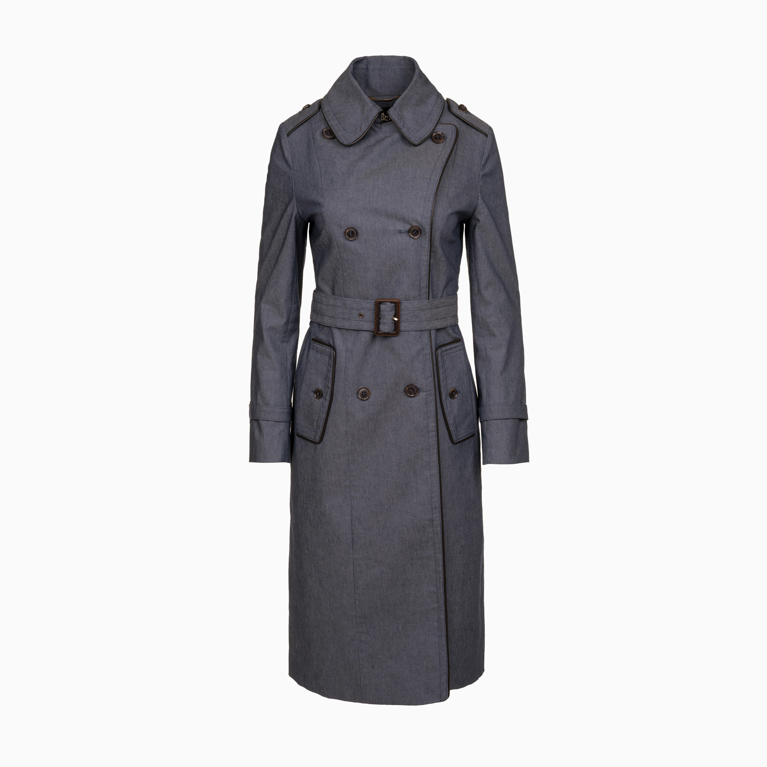 Doppelreihiger Trenchcoat Denim mit Paspeln