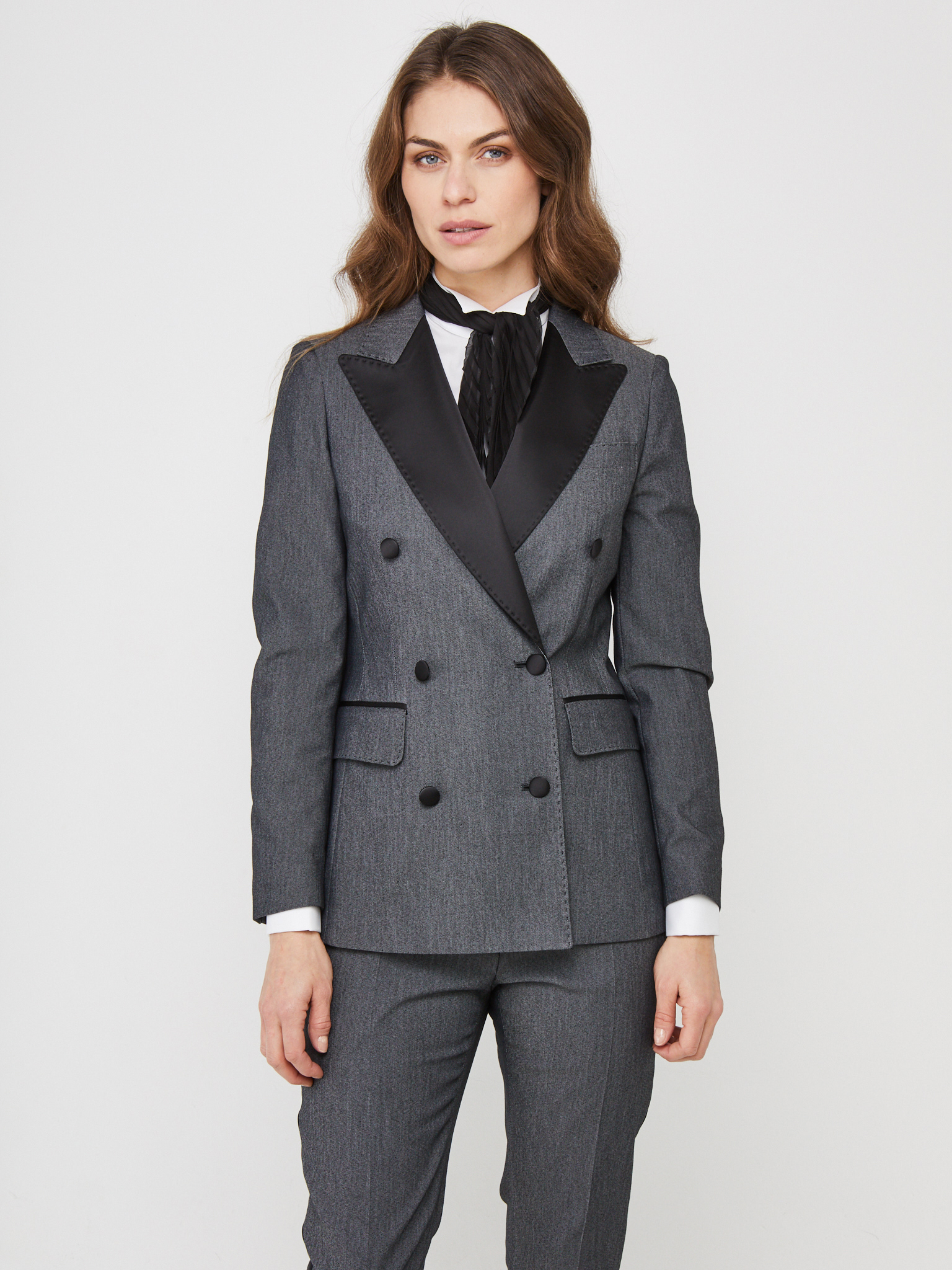 Smoking-Blazer Grau mit Denim-Struktur - Slim Fit - MIX & MATCH