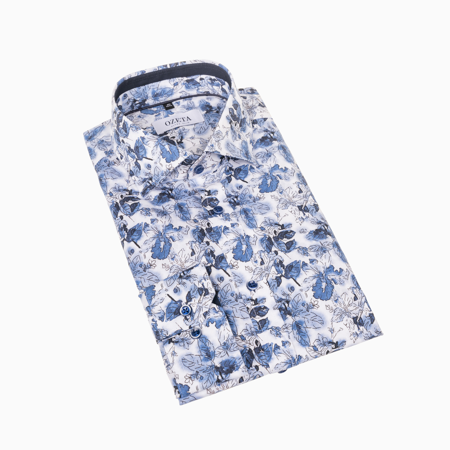 Freizeit Hemd Weiß mit floralem Print - Slim Fit