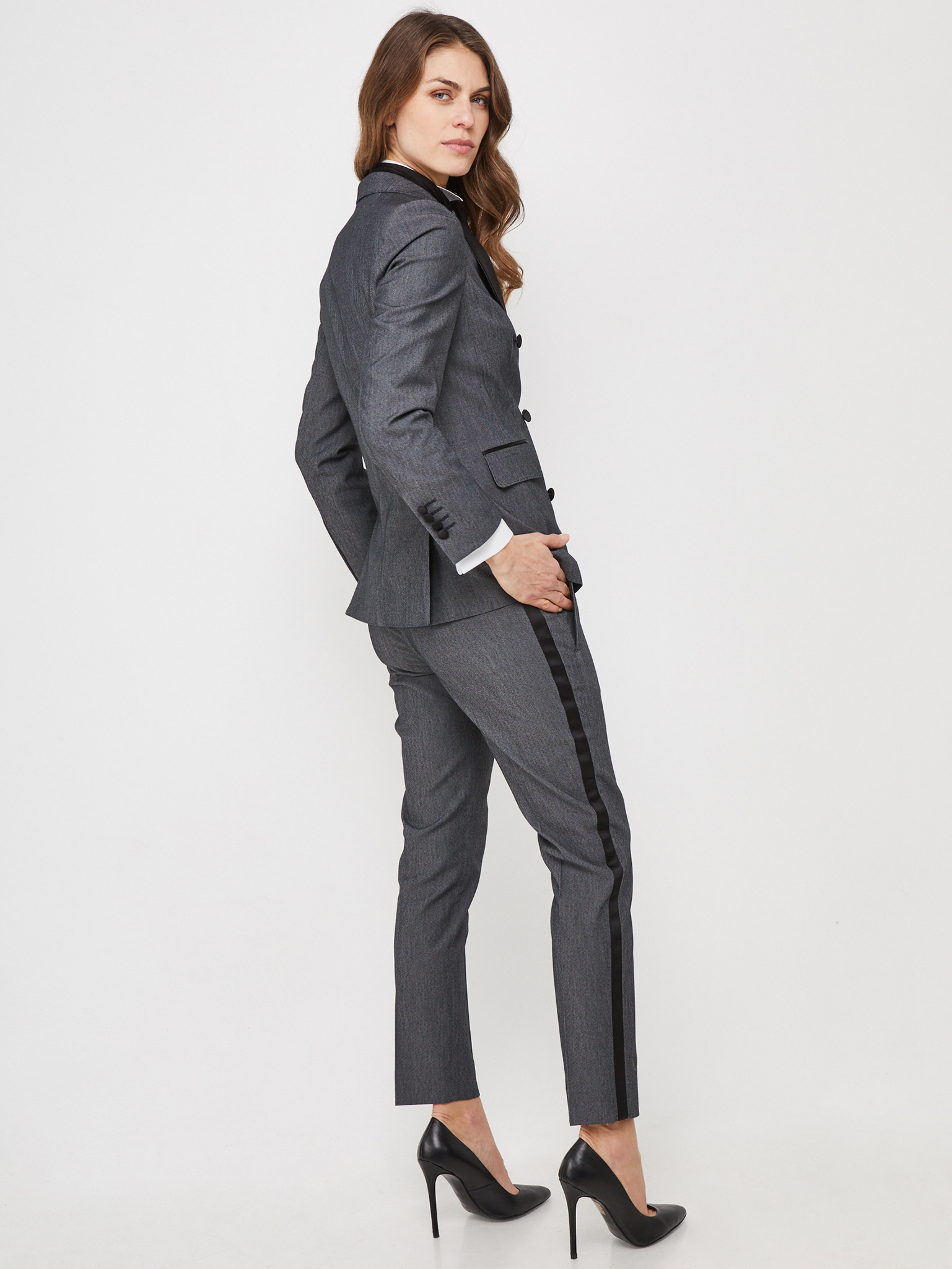 Smoking-Blazer Grau mit Denim-Struktur - Slim Fit - MIX & MATCH