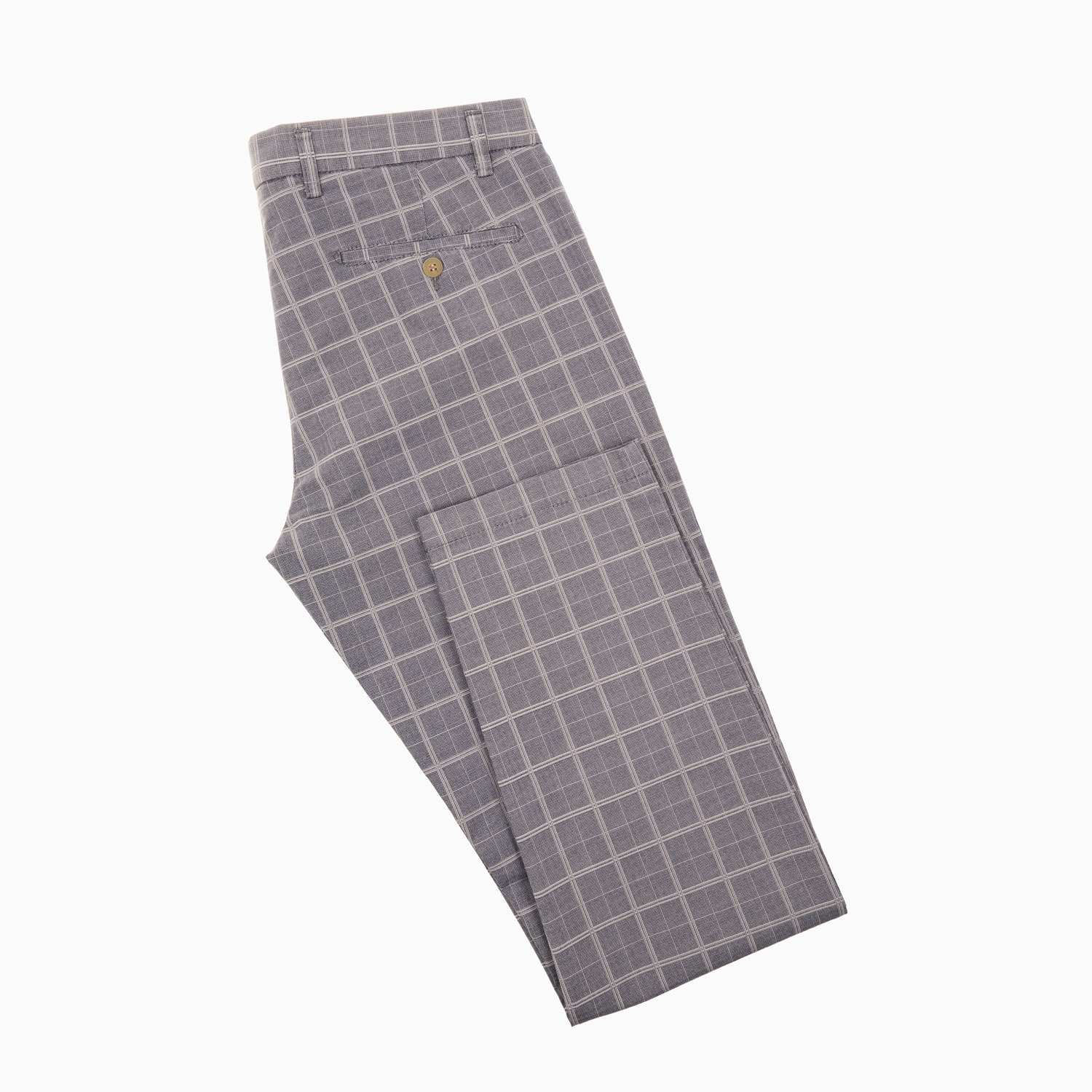 Chino Hose Grau-Blau kariert - Slim Fit