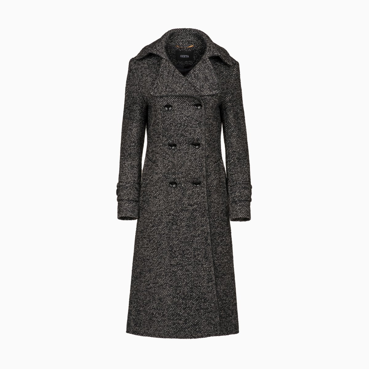 Doppelreihiger Mantel in grau aus Schurwolle - Slim Fit