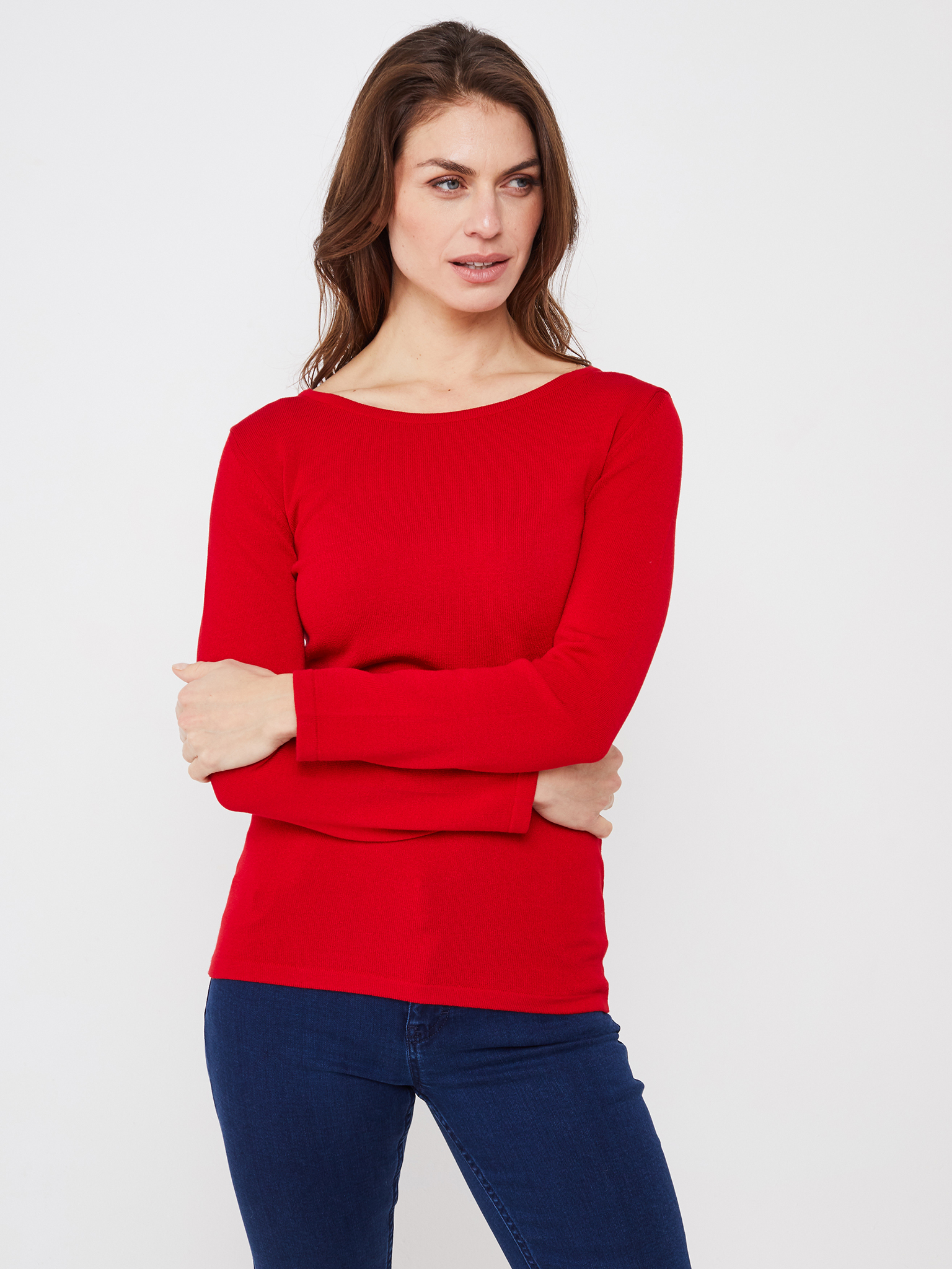 Pullover Rot mit Rundhalsausschnitt
