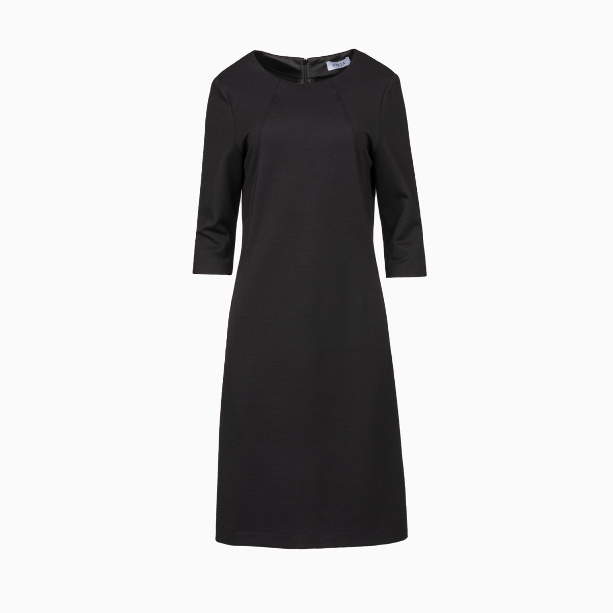 Gestricktes Etui-Kleid mit rundem Ausschnitt in schwarz - Regular Fit