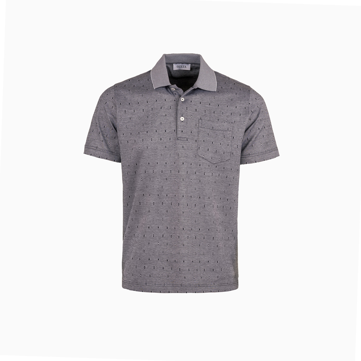 Polo-Shirt aus Baumwoll-Jacquard in grau