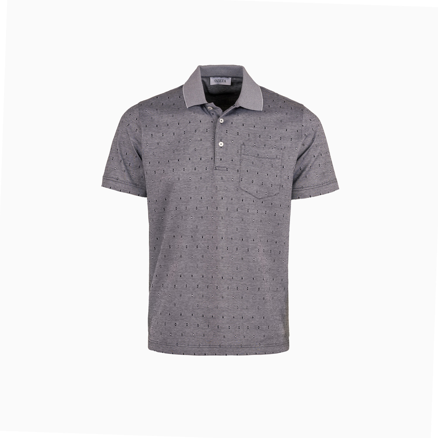 Polo-Shirt Hellgrau - Baumwoll-Jacquard